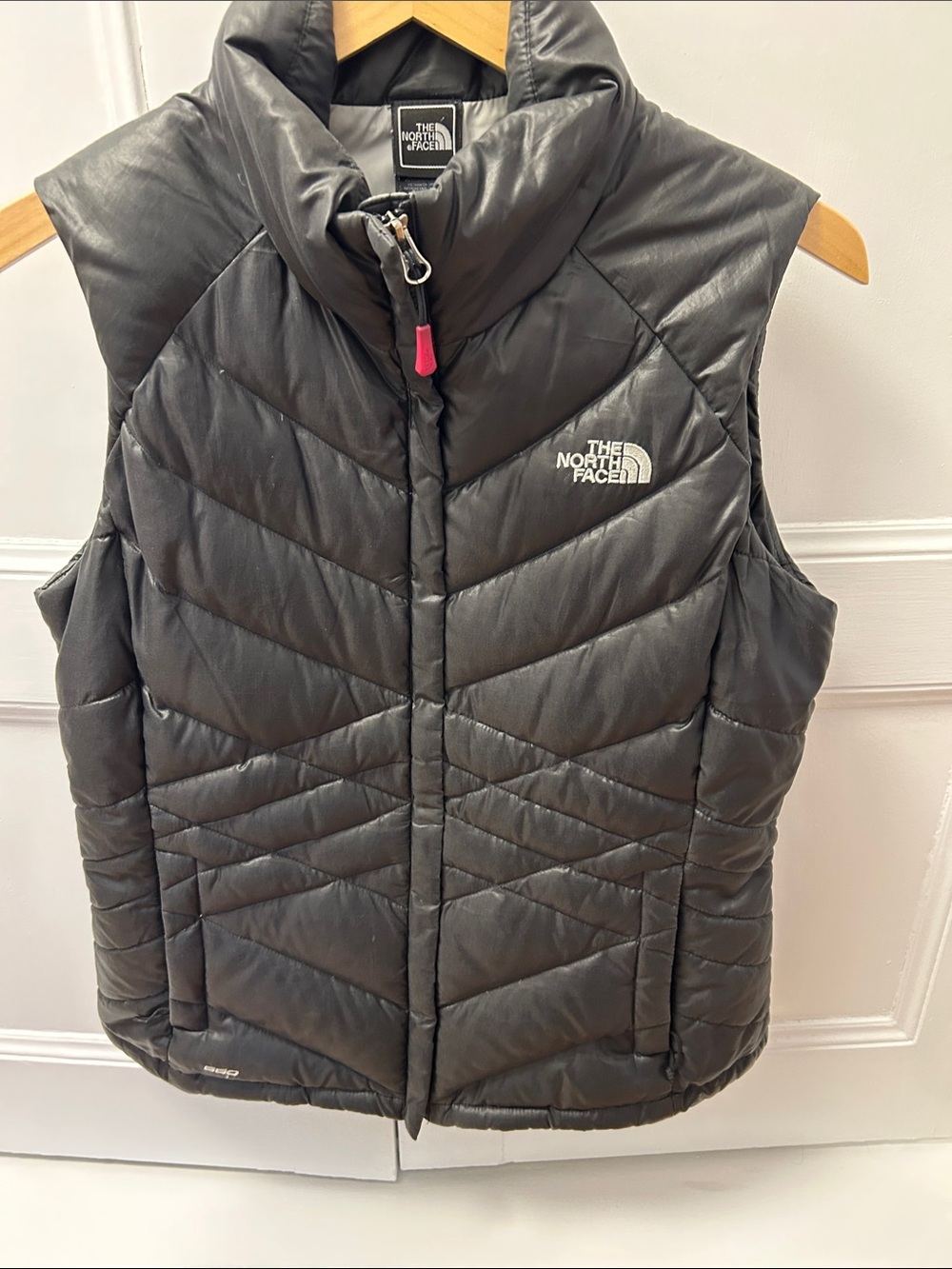 The North Face Black Quilted Down Vest with High Collar